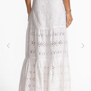 Johnny Was White Eyelet Tiered Maxi Skirt